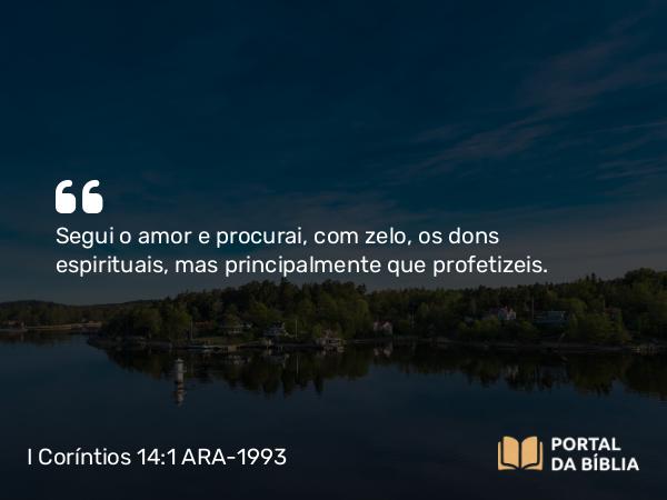 I Coríntios 14:1 ARA-1993 - Segui o amor e procurai, com zelo, os dons espirituais, mas principalmente que profetizeis.