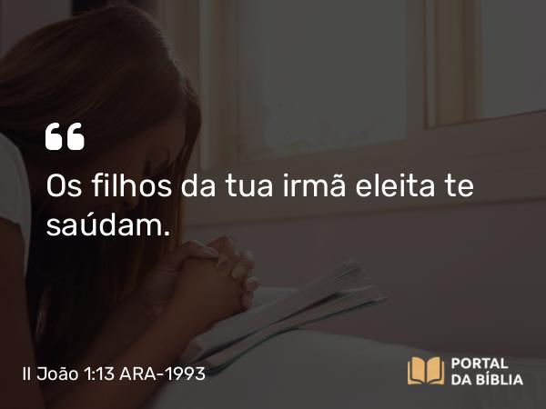 II João 1:13 ARA-1993 - Os filhos da tua irmã eleita te saúdam.