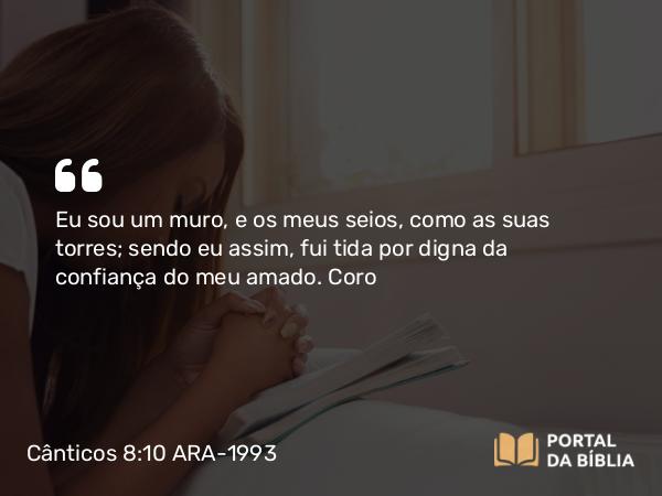 Cânticos 8:10 ARA-1993 - Eu sou um muro, e os meus seios, como as suas torres; sendo eu assim, fui tida por digna da confiança do meu amado.