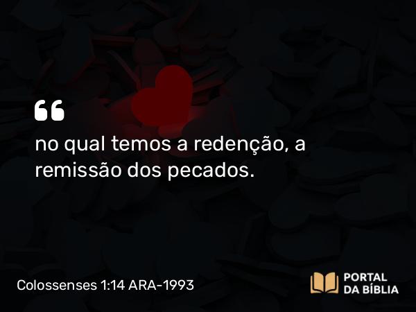 Colossenses 1:14 ARA-1993 - no qual temos a redenção, a remissão dos pecados.