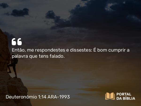 Deuteronômio 1:14 ARA-1993 - Então, me respondestes e dissestes: É bom cumprir a palavra que tens falado.