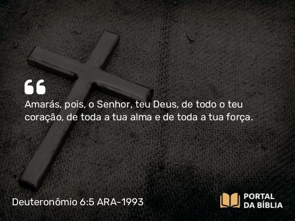 Deuteronômio 6:5-6 ARA-1993 - Amarás, pois, o Senhor, teu Deus, de todo o teu coração, de toda a tua alma e de toda a tua força.