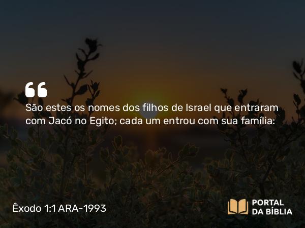 Êxodo 1:1 ARA-1993 - São estes os nomes dos filhos de Israel que entraram com Jacó no Egito; cada um entrou com sua família: