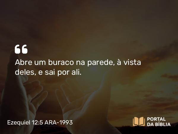 Ezequiel 12:5 ARA-1993 - Abre um buraco na parede, à vista deles, e sai por ali.