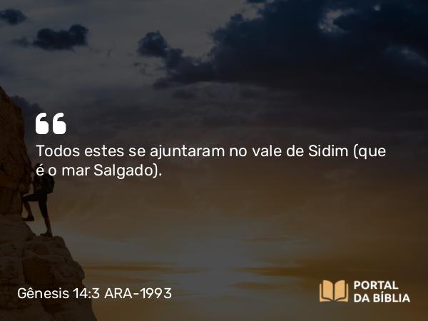 Gênesis 14:3 ARA-1993 - Todos estes se ajuntaram no vale de Sidim (que é o mar Salgado).