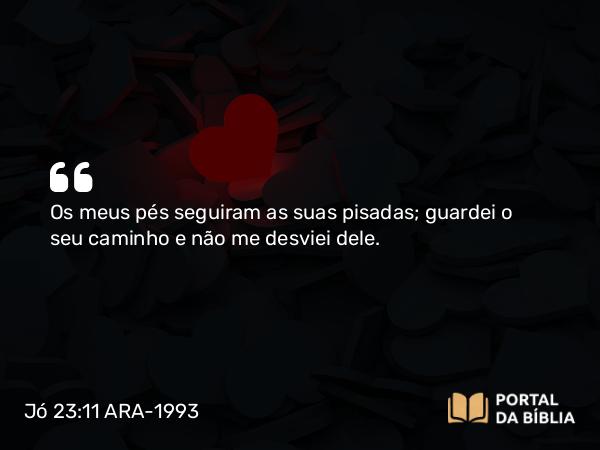 Jó 23:11 ARA-1993 - Os meus pés seguiram as suas pisadas; guardei o seu caminho e não me desviei dele.