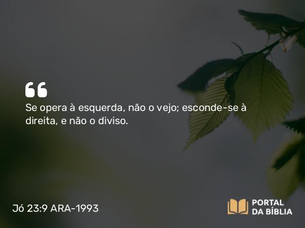 Jó 23:9 ARA-1993 - Se opera à esquerda, não o vejo; esconde-se à direita, e não o diviso.