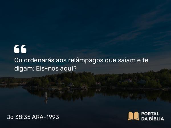 Jó 38:35 ARA-1993 - Ou ordenarás aos relâmpagos que saiam e te digam: Eis-nos aqui?