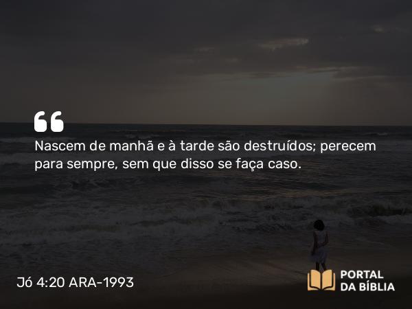 Jó 4:20 ARA-1993 - Nascem de manhã e à tarde são destruídos; perecem para sempre, sem que disso se faça caso.