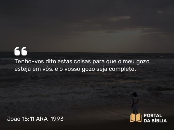 João 15:11 ARA-1993 - Tenho-vos dito estas coisas para que o meu gozo esteja em vós, e o vosso gozo seja completo.