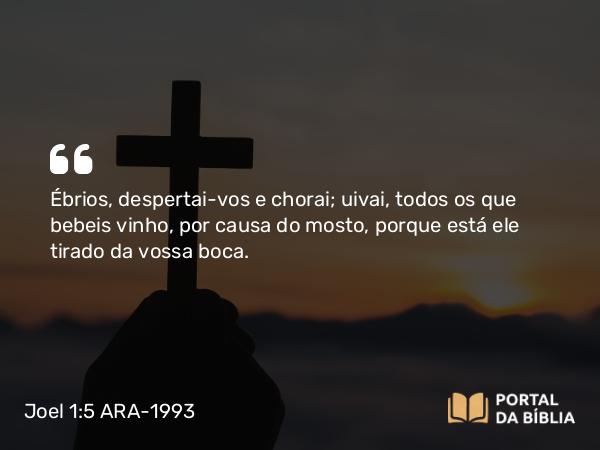 Joel 1:5 ARA-1993 - Ébrios, despertai-vos e chorai; uivai, todos os que bebeis vinho, por causa do mosto, porque está ele tirado da vossa boca.