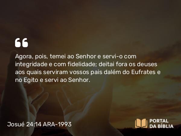 Josué 24:14 ARA-1993 - Agora, pois, temei ao Senhor e servi-o com integridade e com fidelidade; deitai fora os deuses aos quais serviram vossos pais dalém do Eufrates e no Egito e servi ao Senhor.