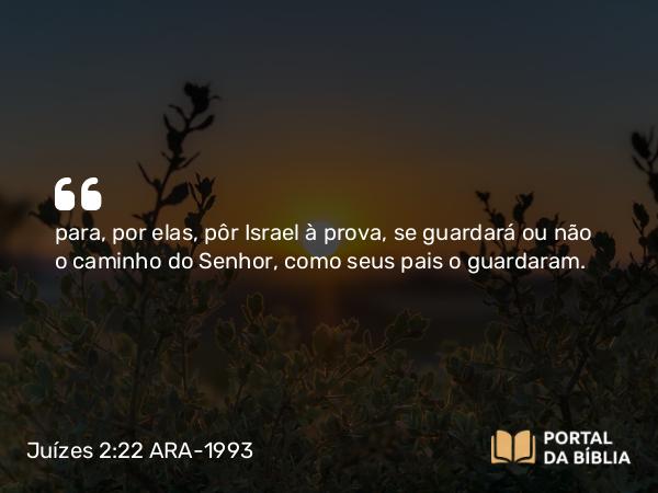 Juízes 2:22 ARA-1993 - para, por elas, pôr Israel à prova, se guardará ou não o caminho do Senhor, como seus pais o guardaram.