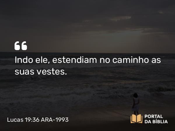 Lucas 19:36 ARA-1993 - Indo ele, estendiam no caminho as suas vestes.