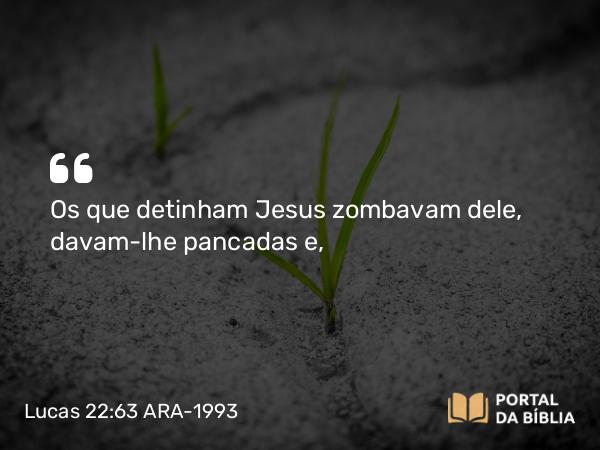 Lucas 22:63-71 ARA-1993 - Os que detinham Jesus zombavam dele, davam-lhe pancadas e,