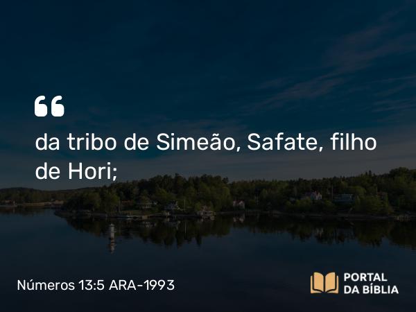 Números 13:5 ARA-1993 - da tribo de Simeão, Safate, filho de Hori;