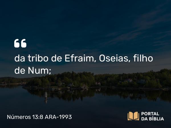 Números 13:8 ARA-1993 - da tribo de Efraim, Oseias, filho de Num;