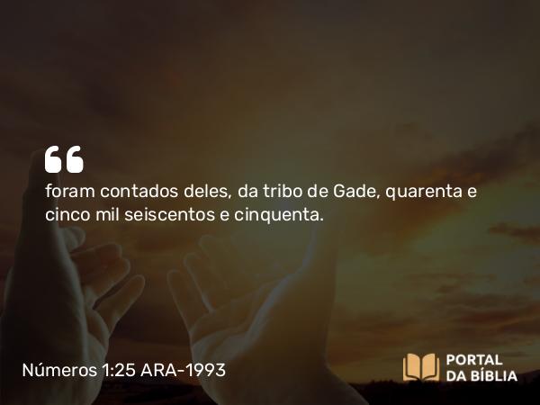 Números 1:25 ARA-1993 - foram contados deles, da tribo de Gade, quarenta e cinco mil seiscentos e cinquenta.