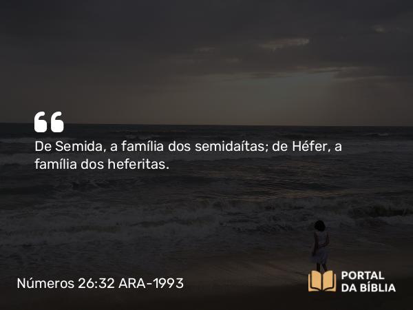 Números 26:32 ARA-1993 - De Semida, a família dos semidaítas; de Héfer, a família dos heferitas.