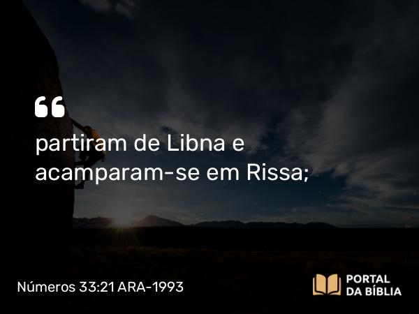 Números 33:21 ARA-1993 - partiram de Libna e acamparam-se em Rissa;