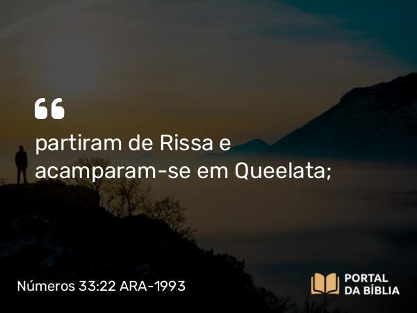 Números 33:22 ARA-1993 - partiram de Rissa e acamparam-se em Queelata;