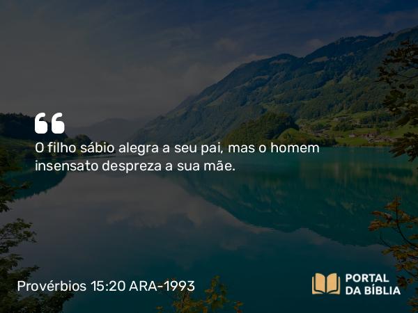 Provérbios 15:20 ARA-1993 - O filho sábio alegra a seu pai, mas o homem insensato despreza a sua mãe.