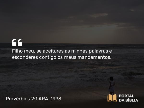 Provérbios 2:1 ARA-1993 - Filho meu, se aceitares as minhas palavras e esconderes contigo os meus mandamentos,