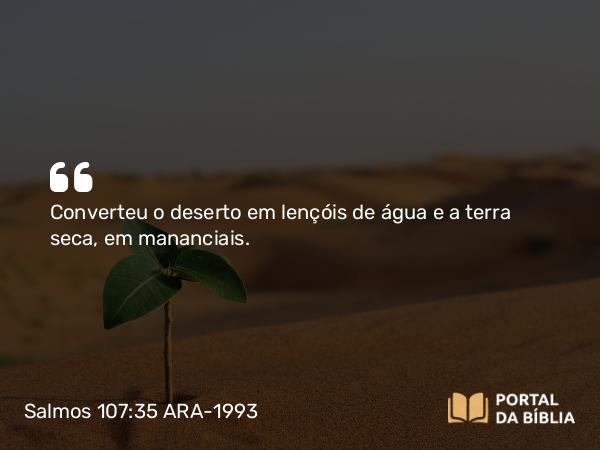 Salmos 107:35 ARA-1993 - Converteu o deserto em lençóis de água e a terra seca, em mananciais.