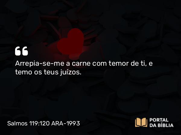 Salmos 119:120 ARA-1993 - Arrepia-se-me a carne com temor de ti, e temo os teus juízos.