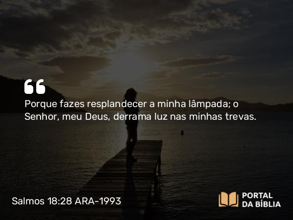 Salmos 18:28 ARA-1993 - Porque fazes resplandecer a minha lâmpada; o Senhor, meu Deus, derrama luz nas minhas trevas.