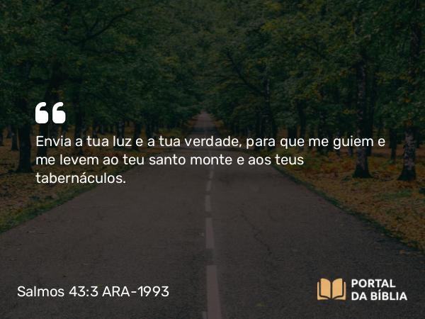 Salmos 43:3 ARA-1993 - Envia a tua luz e a tua verdade, para que me guiem e me levem ao teu santo monte e aos teus tabernáculos.