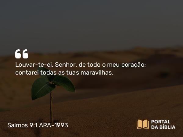 Salmos 9:1 ARA-1993 - Louvar-te-ei, Senhor, de todo o meu coração; contarei todas as tuas maravilhas.