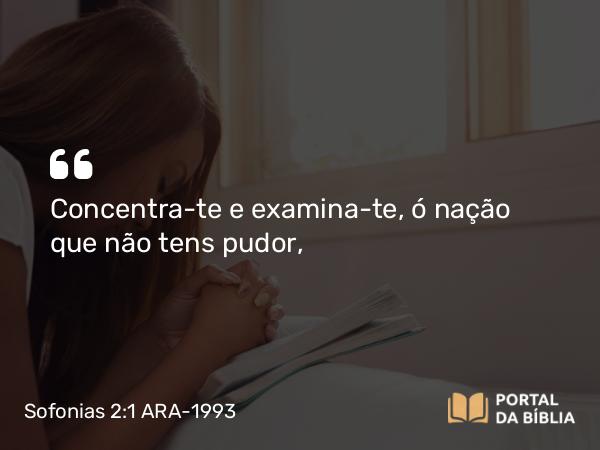 Sofonias 2:1 ARA-1993 - Concentra-te e examina-te, ó nação que não tens pudor,