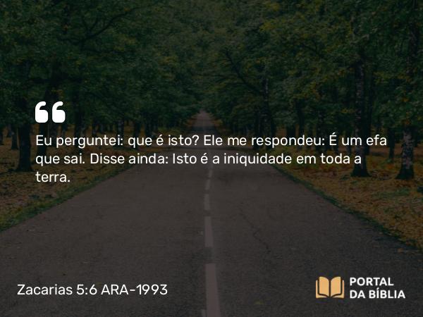 Zacarias 5:6 ARA-1993 - Eu perguntei: que é isto? Ele me respondeu: É um efa que sai. Disse ainda: Isto é a iniquidade em toda a terra.