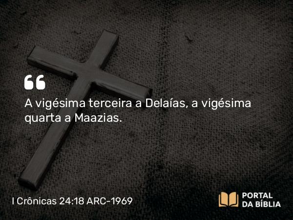 I Crônicas 24:18 ARC-1969 - A vigésima terceira a Delaías, a vigésima quarta a Maazias.