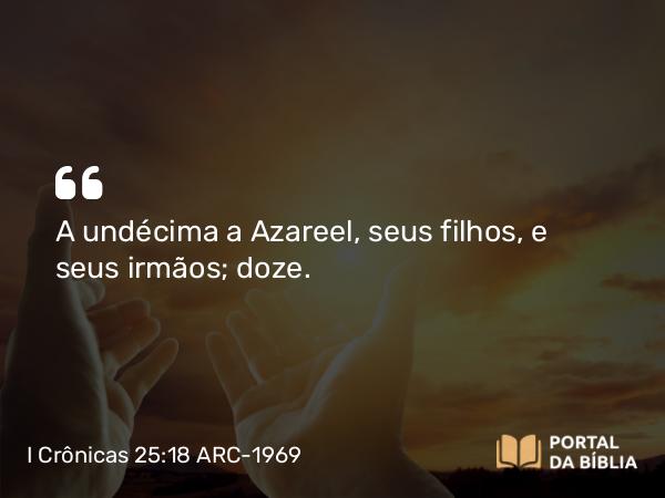 I Crônicas 25:18 ARC-1969 - A undécima a Azareel, seus filhos, e seus irmãos; doze.