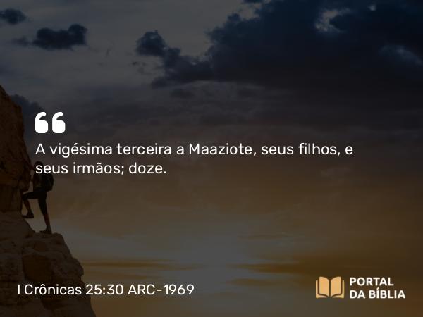 I Crônicas 25:30 ARC-1969 - A vigésima terceira a Maaziote, seus filhos, e seus irmãos; doze.