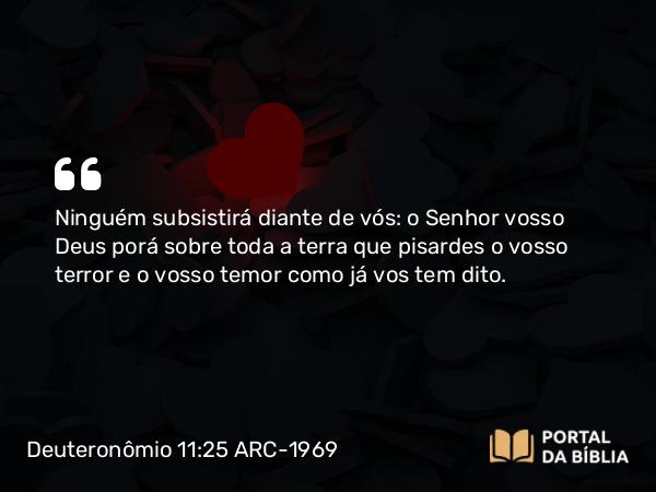 Deuteronômio 11:25 ARC-1969 - Ninguém subsistirá diante de vós: o Senhor vosso Deus porá sobre toda a terra que pisardes o vosso terror e o vosso temor como já vos tem dito.