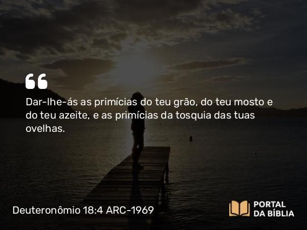 Deuteronômio 18:4 ARC-1969 - Dar-lhe-ás as primícias do teu grão, do teu mosto e do teu azeite, e as primícias da tosquia das tuas ovelhas.