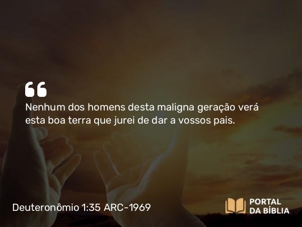 Deuteronômio 1:35 ARC-1969 - Nenhum dos homens desta maligna geração verá esta boa terra que jurei de dar a vossos pais.