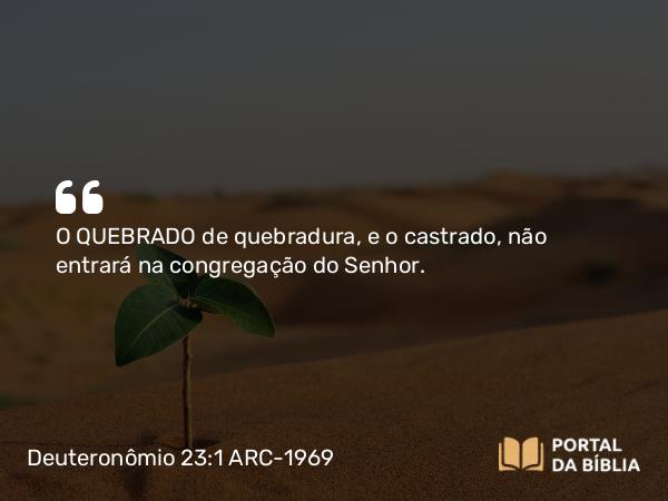 Deuteronômio 23:1 ARC-1969 - O QUEBRADO de quebradura, e o castrado, não entrará na congregação do Senhor.