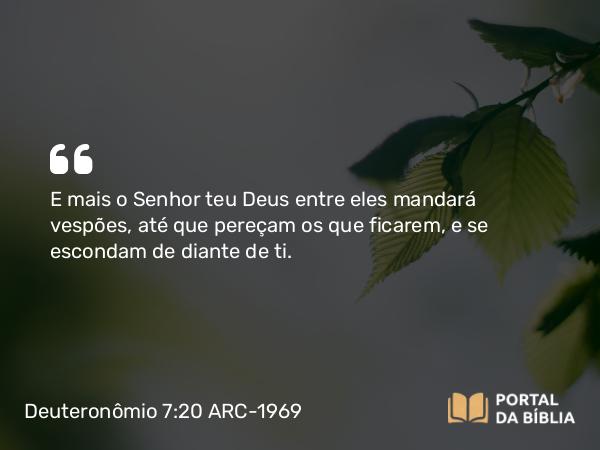 Deuteronômio 7:20 ARC-1969 - E mais o Senhor teu Deus entre eles mandará vespões, até que pereçam os que ficarem, e se escondam de diante de ti.