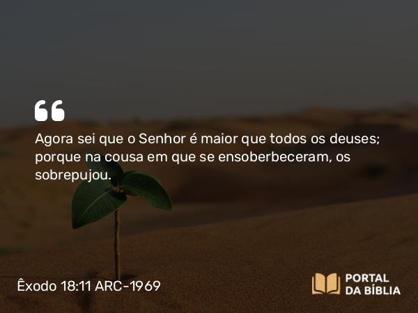 Êxodo 18:11 ARC-1969 - Agora sei que o Senhor é maior que todos os deuses; porque na cousa em que se ensoberbeceram, os sobrepujou.