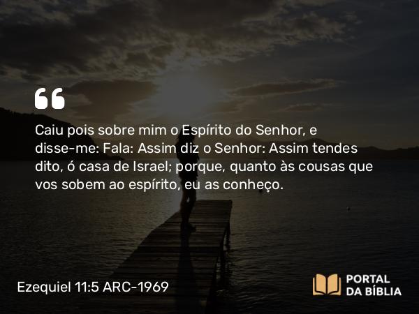 Ezequiel 11:5 ARC-1969 - Caiu pois sobre mim o Espírito do Senhor, e disse-me: Fala: Assim diz o Senhor: Assim tendes dito, ó casa de Israel; porque, quanto às cousas que vos sobem ao espírito, eu as conheço.