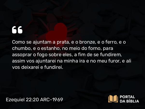 Ezequiel 22:20-21 ARC-1969 - Como se ajuntam a prata, e o bronze, e o ferro, e o chumbo, e o estanho, no meio do forno, para assoprar o fogo sobre eles, a fim de se fundirem, assim vos ajuntarei na minha ira e no meu furor, e ali vos deixarei e fundirei.