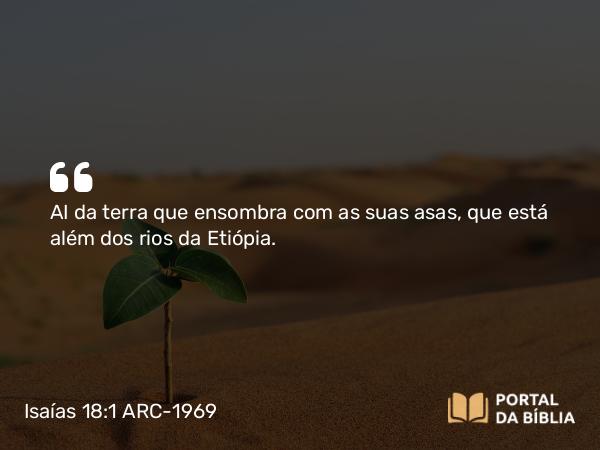 Isaías 18:1 ARC-1969 - AI da terra que ensombra com as suas asas, que está além dos rios da Etiópia.