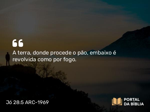 Jó 28:5 ARC-1969 - A terra, donde procede o pão, embaixo é revolvida como por fogo.