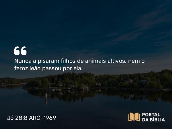 Jó 28:8 ARC-1969 - Nunca a pisaram filhos de animais altivos, nem o feroz leão passou por ela.