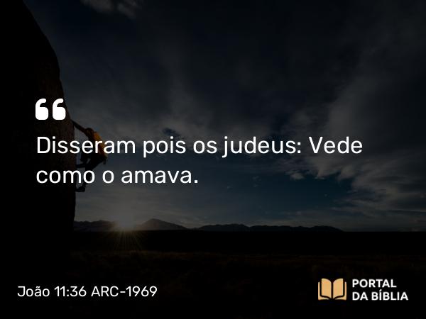 João 11:36 ARC-1969 - Disseram pois os judeus: Vede como o amava.