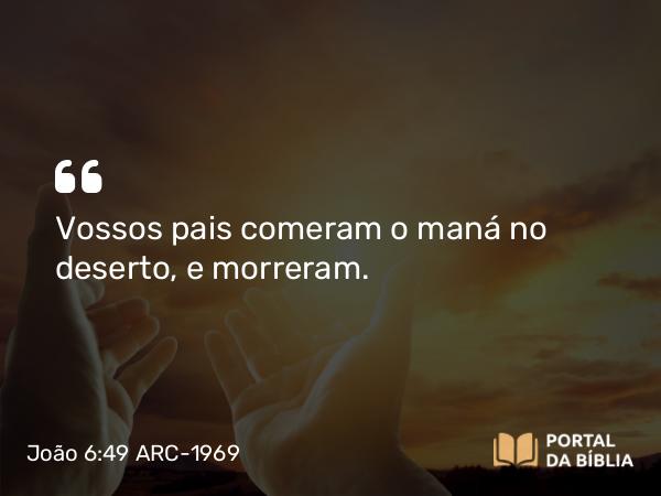 João 6:49 ARC-1969 - Vossos pais comeram o maná no deserto, e morreram.